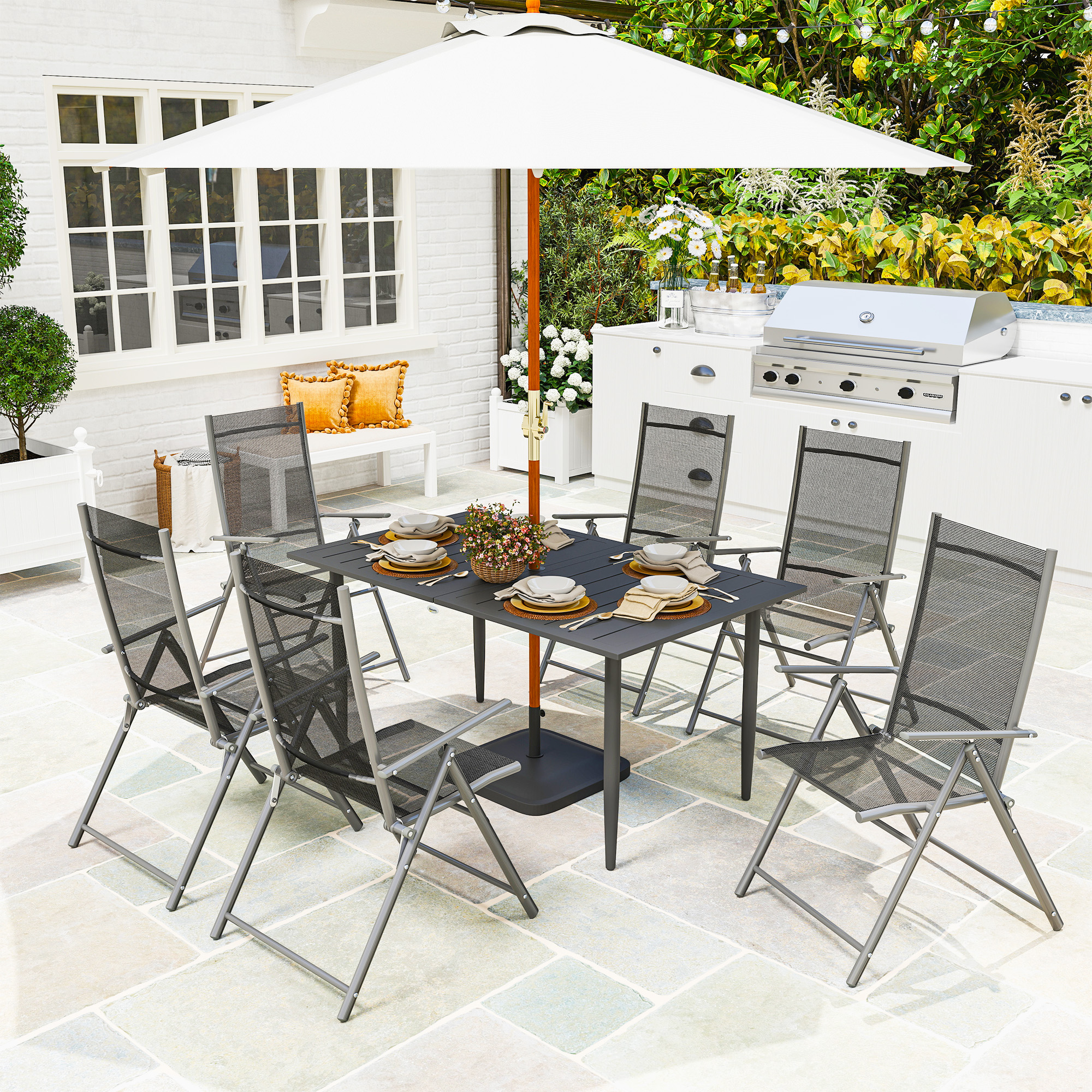 Outsunny Gartentisch 150x90cm, Wetterfest Balkontisch aus Stahl, Balkontisc günstig online kaufen