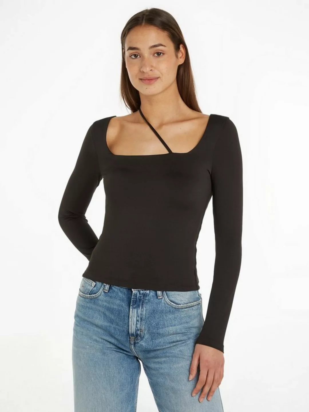 Tommy Jeans Crop-Top mit eckigen Ausschnitt und stylischer Zusatzschnur günstig online kaufen