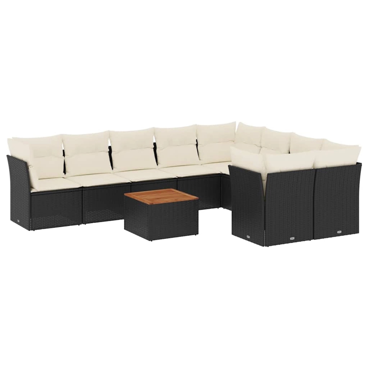 vidaXL 10-Tlg Garten-Sofagarnitur mit Kissen Schwarz Poly Rattan 3256147 günstig online kaufen