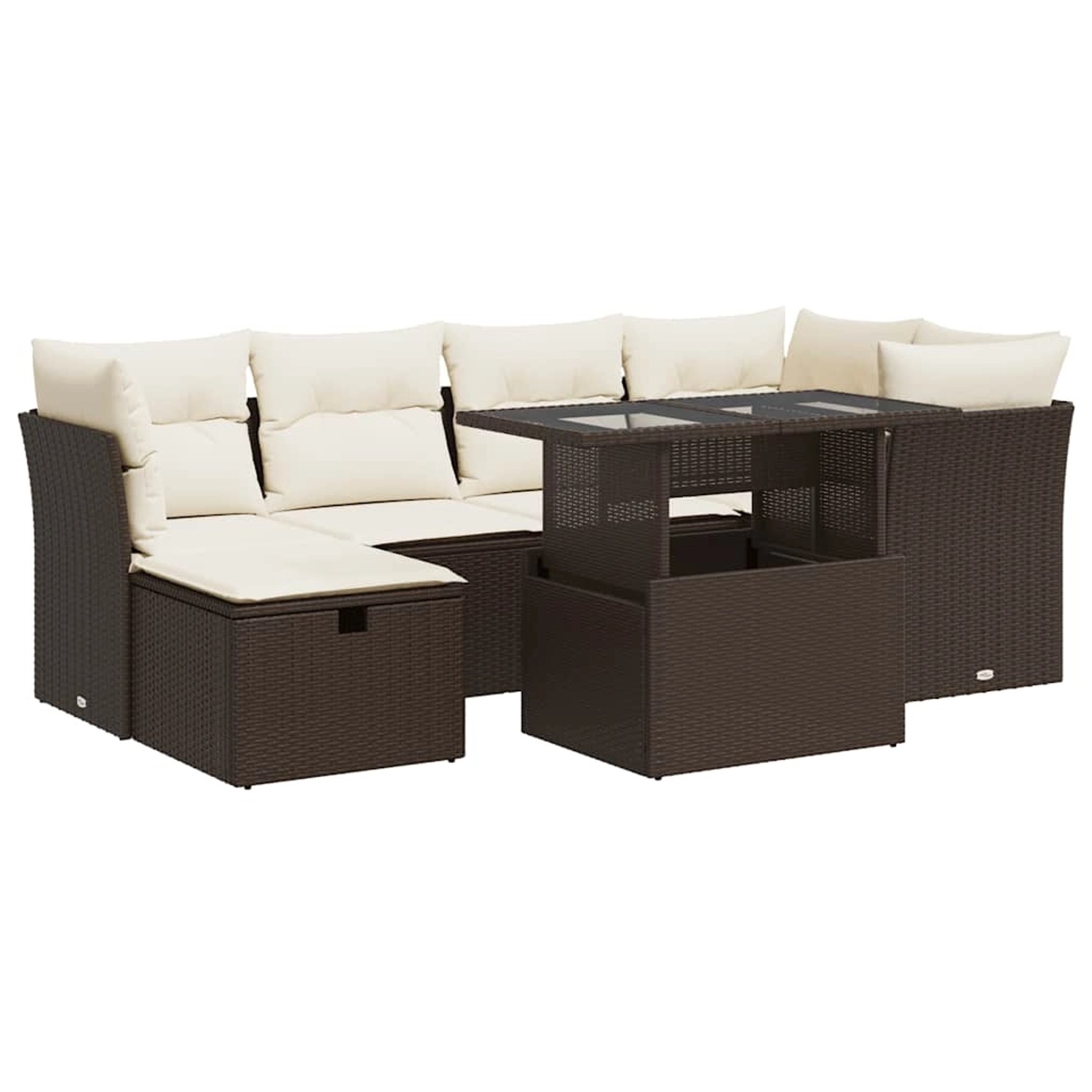 vidaXL 7-Tlg Garten-Sofagarnitur mit Kissen Braun Poly Rattan 3327783 günstig online kaufen