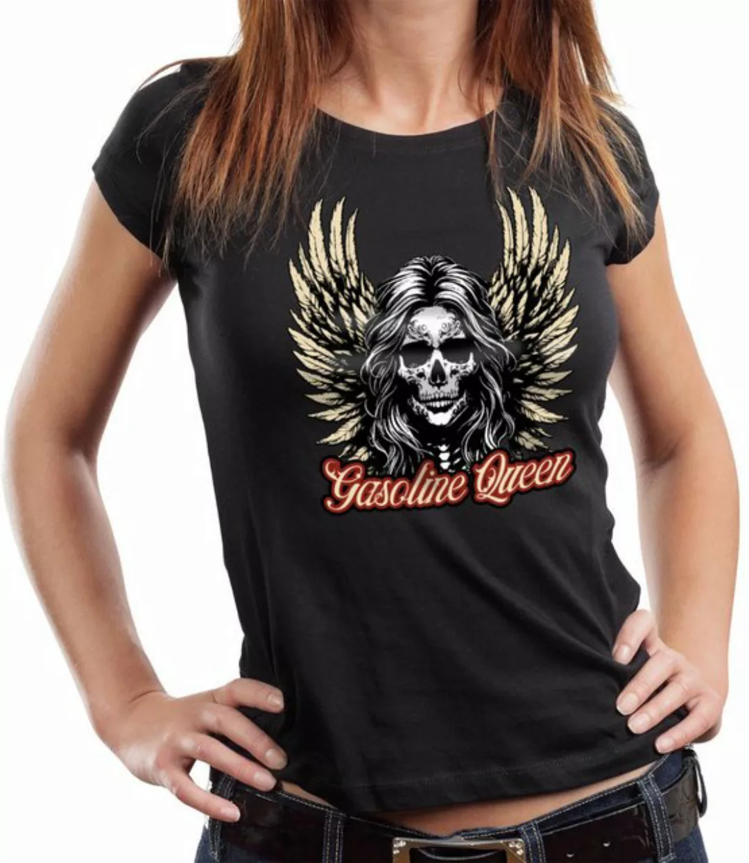 GASOLINE BANDIT® T-Shirt Damen Lady Biker Motorrad Shirt: Gasoline Queen günstig online kaufen