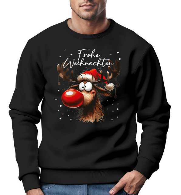 MoonWorks Sweatshirt Sweatshirt Herren Weihnachtspullover Rentier Aufdruck günstig online kaufen