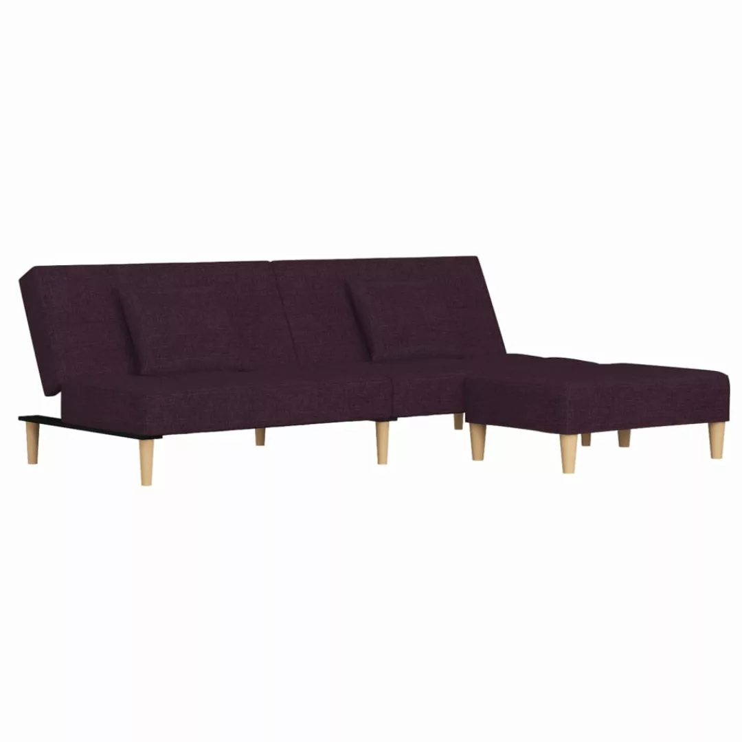 Vidaxl Schlafsofa 2-sitzer Mit 2 Kissen & Hocker Lila Stoff günstig online kaufen