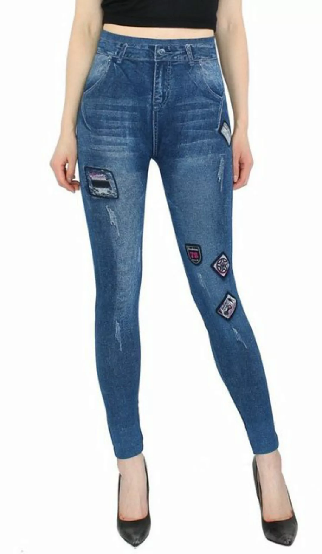 dy_mode Jeggings Damen Leggings in Jeans Optik Jeggings High Waist Jeansleg günstig online kaufen