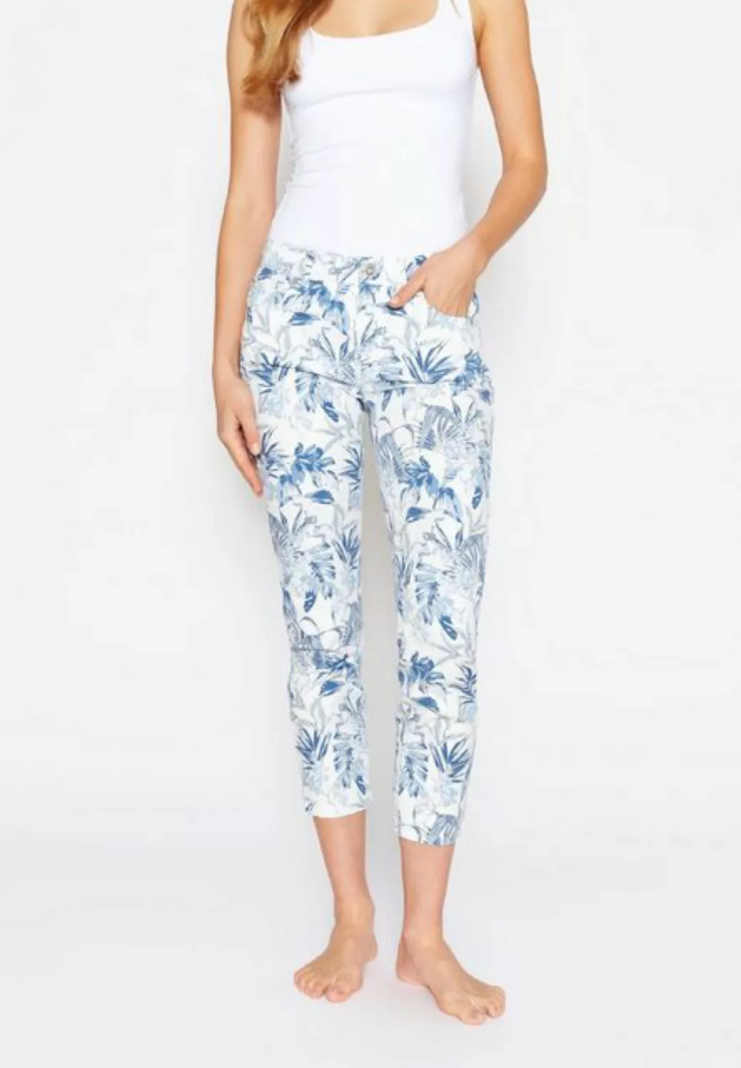 ANGELS 7/8-Jeans Jeans Ornella mit Palmen-Print mit Label-Applikationen günstig online kaufen