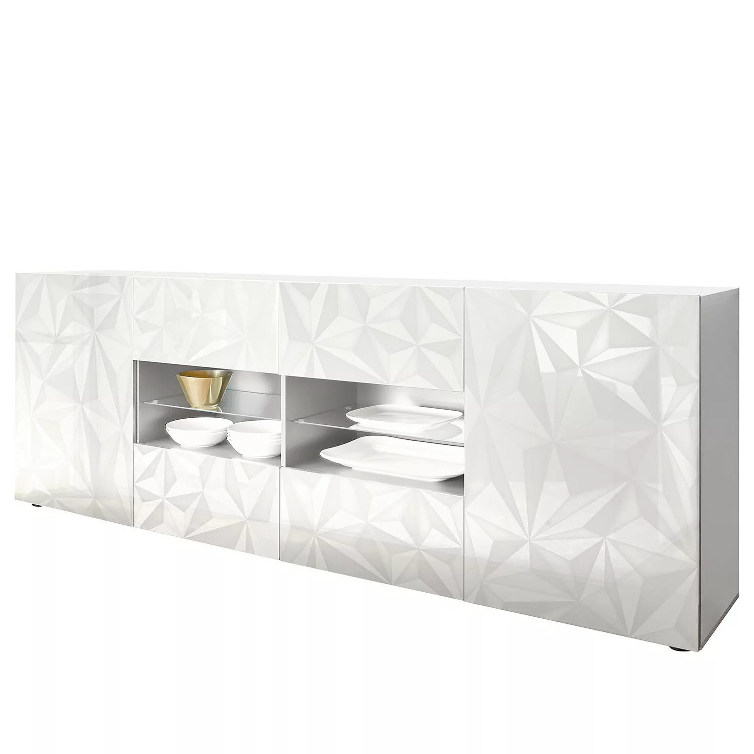 Sideboard mit 2 Türen & 4 Schubladen - Weiß lackiert - ERIS günstig online kaufen