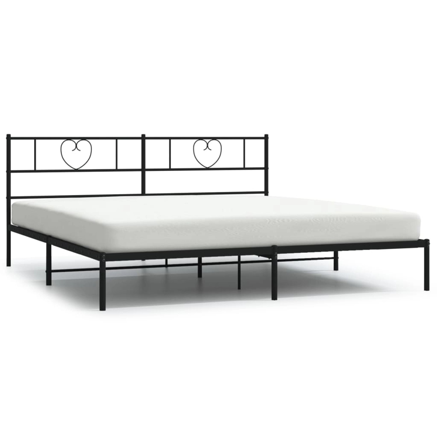 vidaXL Bettgestell, Bettrahmen mit Kopfteil Metall Schwarz 193x203 cm günstig online kaufen