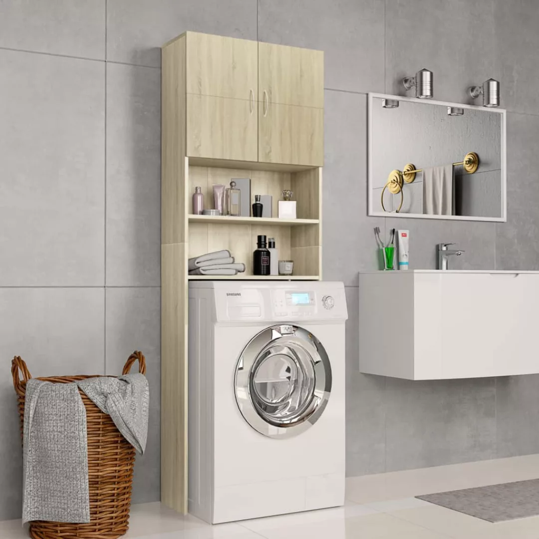 Waschmaschinenschrank Sonoma-eiche 64×25,5×190 Cm Spanplatte günstig online kaufen