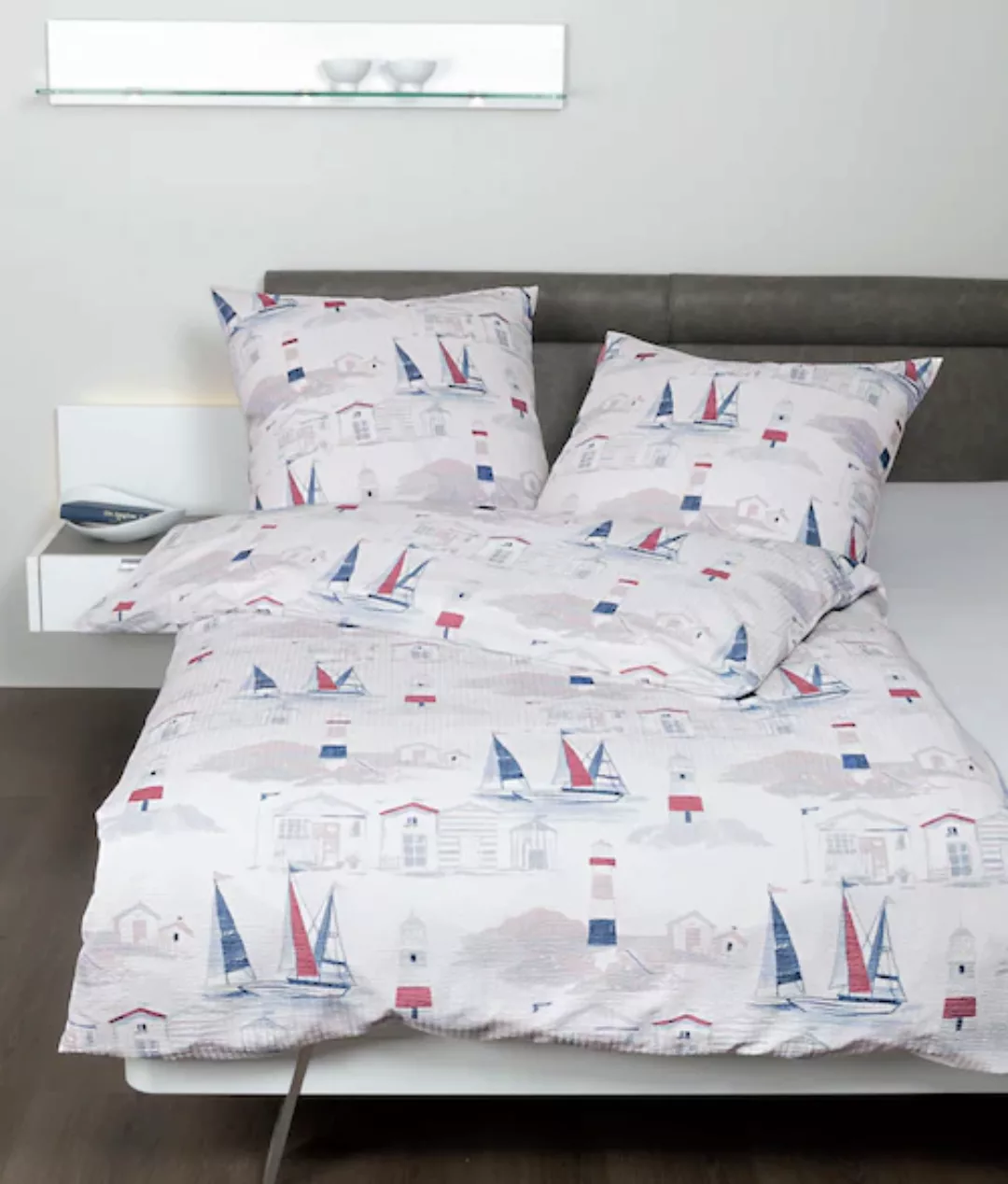 Seersucker Bettwäsche  Boote - mehrfarbig - 100% Baumwolle - 135 cm - Bettw günstig online kaufen