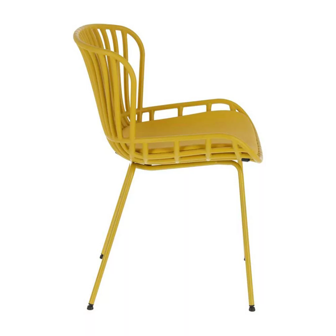 4 Stühle Esstisch aus Kunststoff & Metall Gelb (4er Set) günstig online kaufen