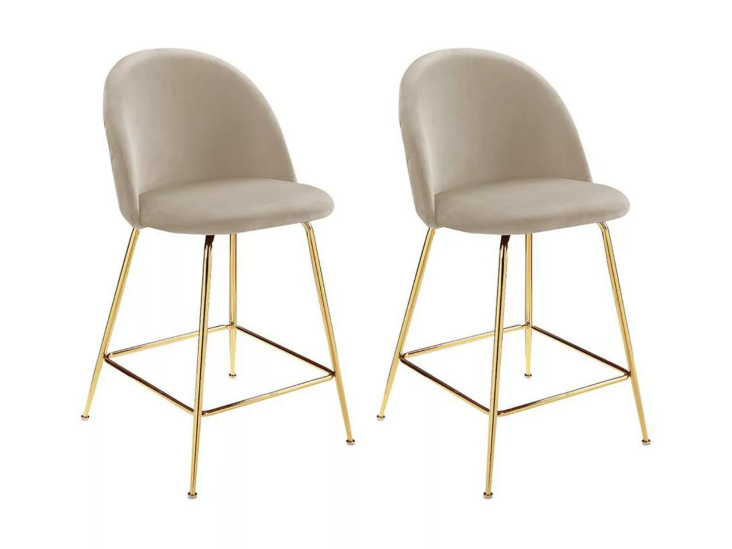 Barhocker 2er-Set - Samt & goldfarbenes Metall - Beige - MELBOURNE günstig online kaufen