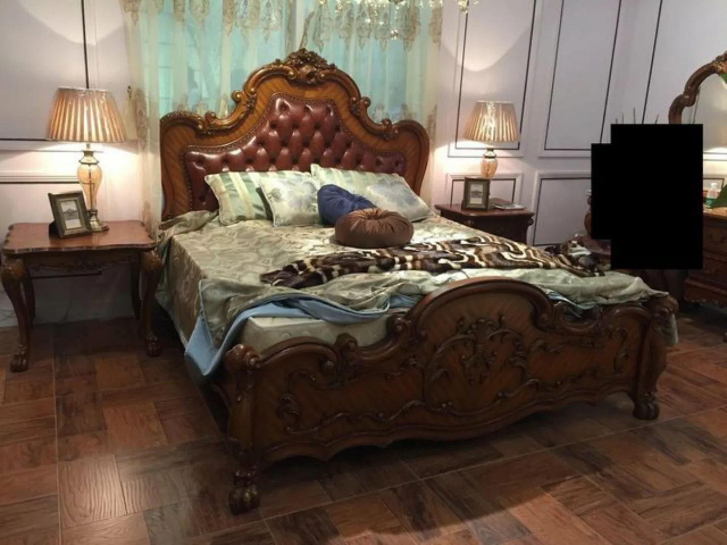 JVmoebel Bett, Klassisches Bett Barock Rokoko Chesterfield Stil Doppel Lede günstig online kaufen