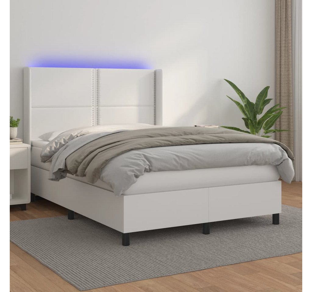 vidaXL Boxspringbett Boxspringbett mit Matratze und LED Kunstleder (140 x 2 günstig online kaufen