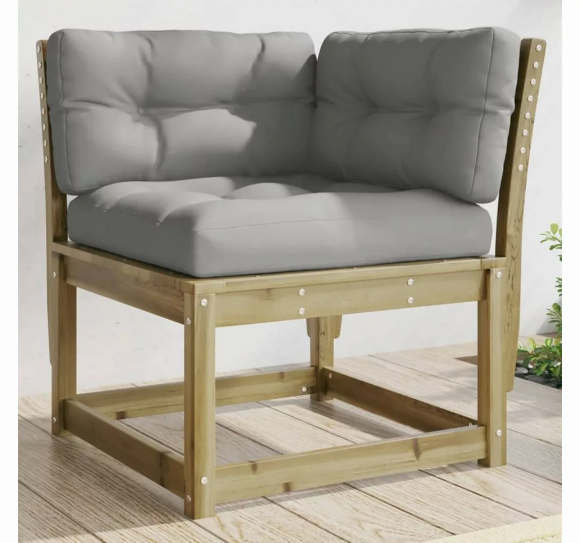 vidaXL Loungesofa Garten-Ecksofa mit Kissen 73x73x78 cm Kiefernholz Imprägn günstig online kaufen