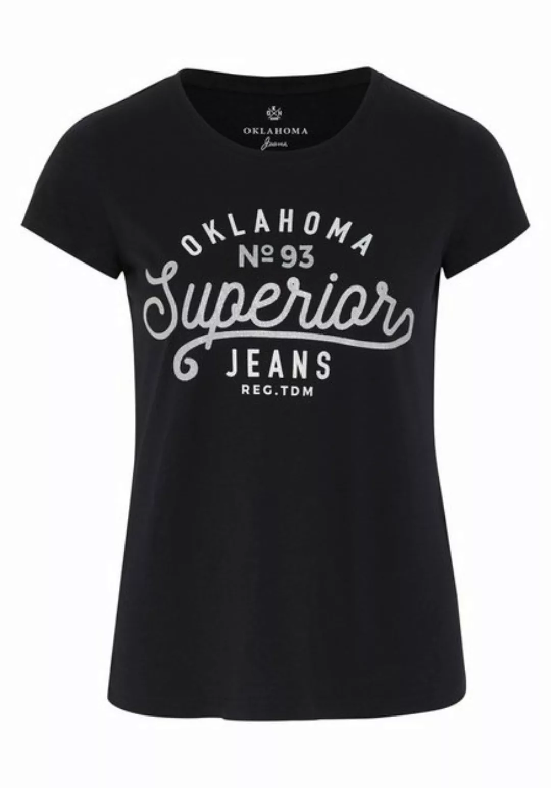 Oklahoma Jeans Print-Shirt mit glitzerndem Frontprint günstig online kaufen