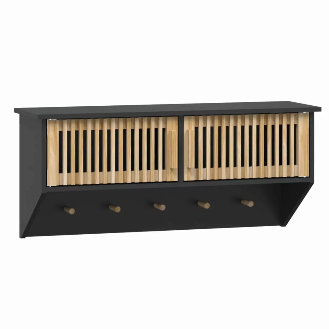 Vidaxl Wandgarderobe Mit Haken Schwarz 80x24x35,5 Cm Holzwerkstoff günstig online kaufen