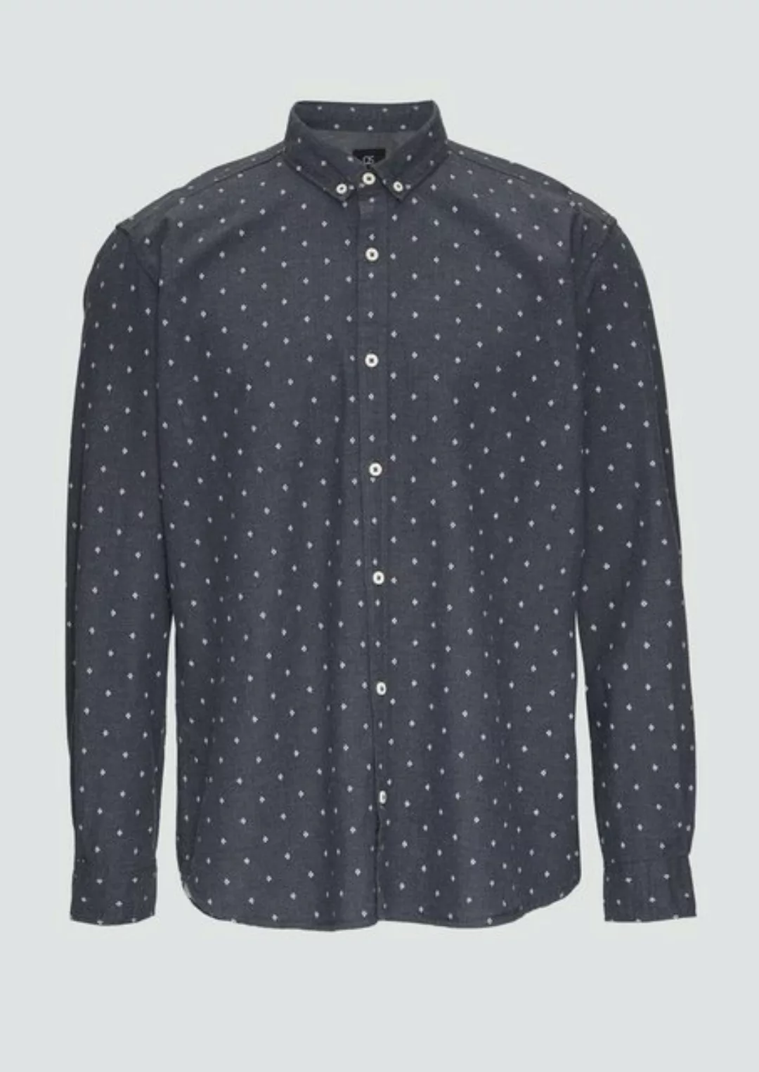 QS Langarmhemd Regular Fit: Hemd mit All-over-Print und Button-Down-Kragen günstig online kaufen