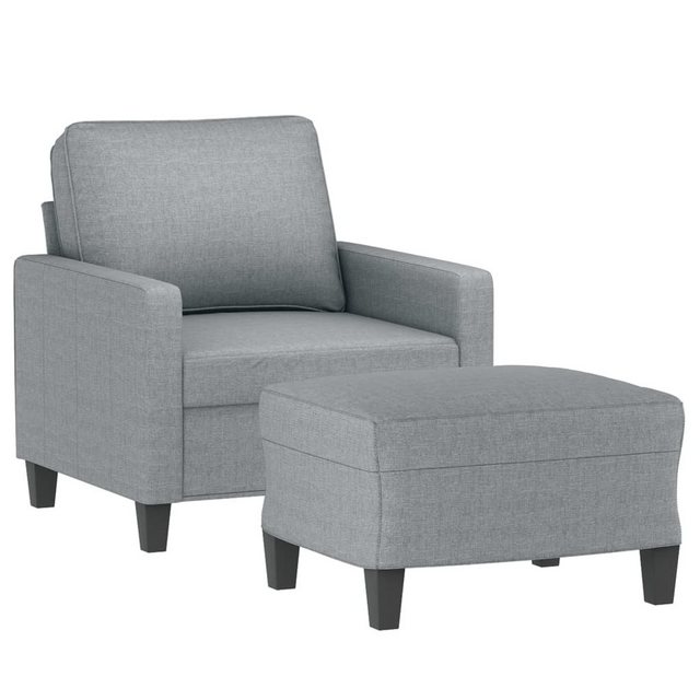 vidaXL Sofa Sessel mit Hocker Stoff, Hellgrau günstig online kaufen