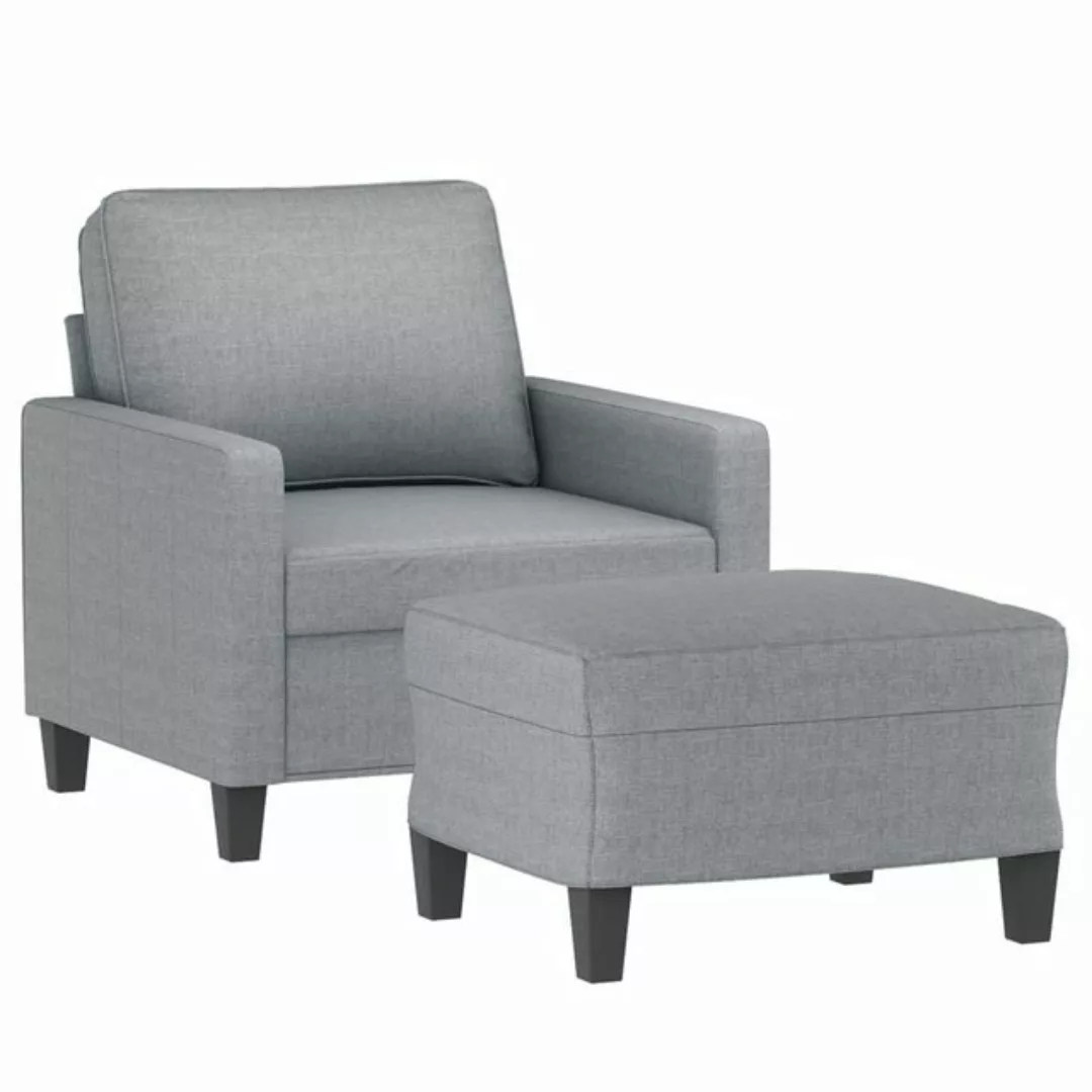 vidaXL Sofa Sessel mit Hocker Hellgrau 60 cm Stoff günstig online kaufen