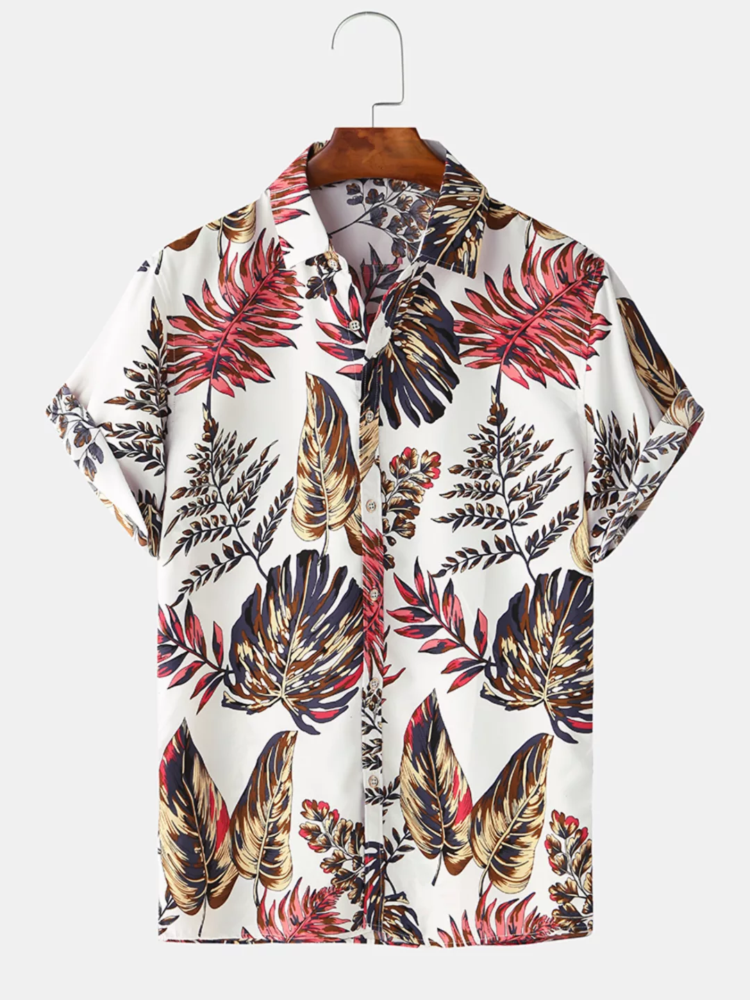 Herren Gradient Leaf Print Kurzarm Soft Casual Shirt günstig online kaufen