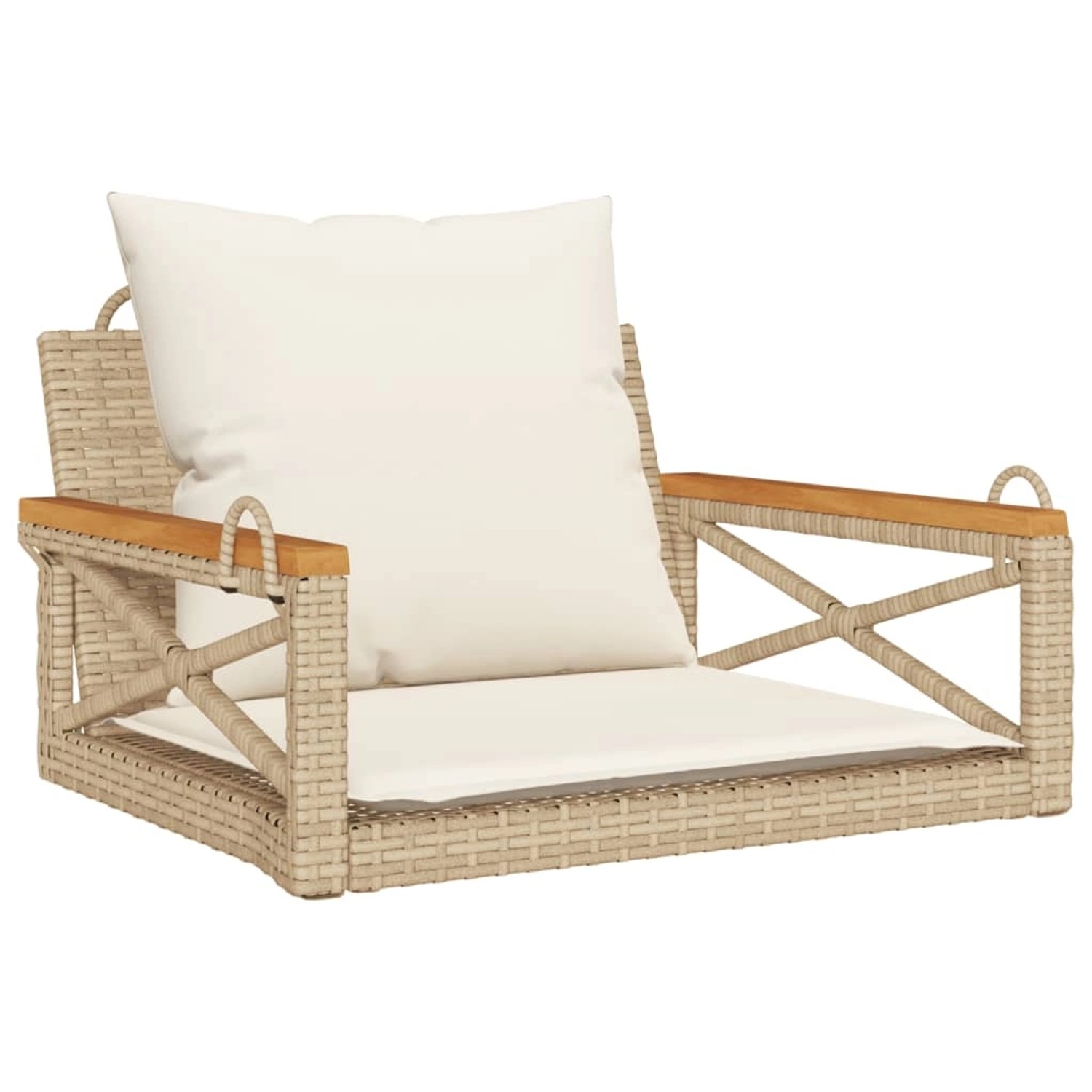 furnicato Hängesessel mit Kissen Beige 63x62x40 cm Poly Rattan günstig online kaufen