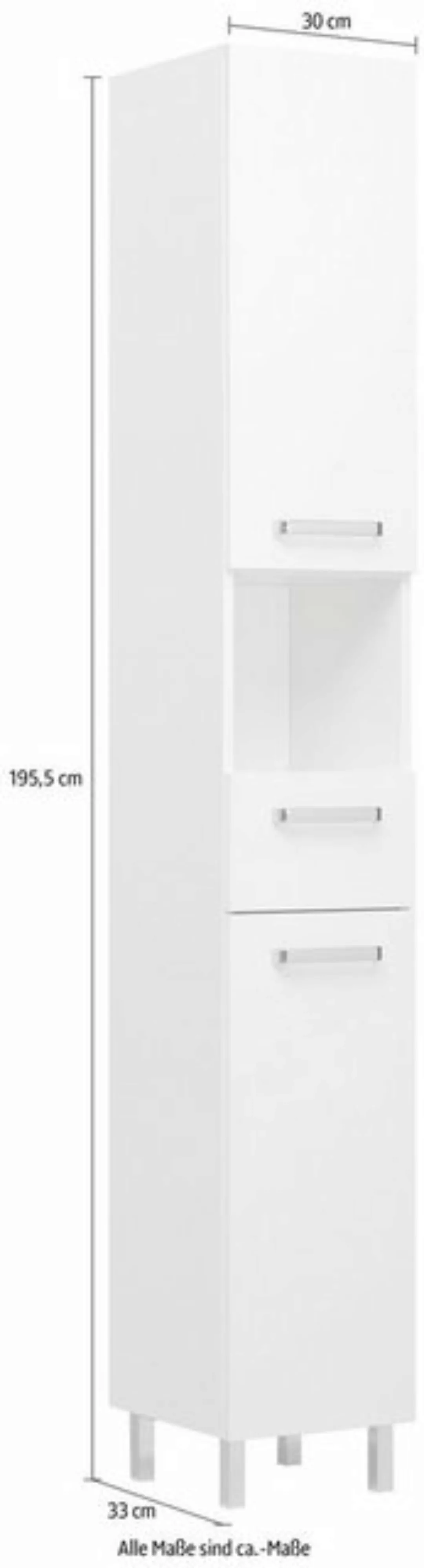 Saphir Hochschrank Quickset Badschrank 30 cm breit, 2 Türen, 1 Nische, 1 Sc günstig online kaufen