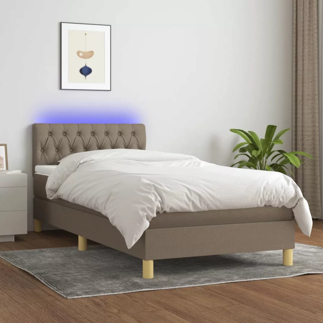 Vidaxl Boxspringbett Mit Matratze & Led Taupe 100x200 Cm Stoff günstig online kaufen