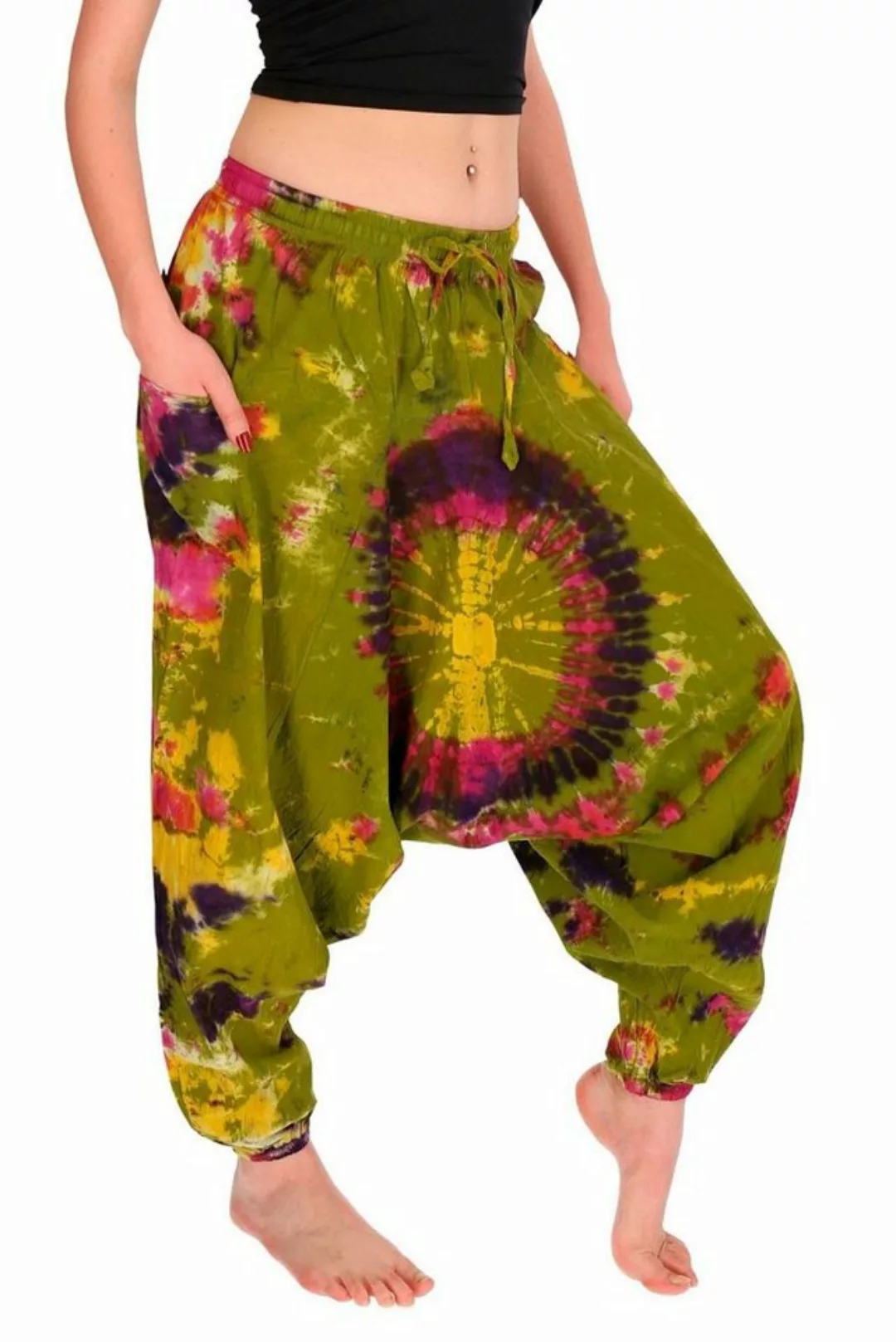 KUNST UND MAGIE Haremshose Bunte Tie Dye Batik Damen Yoga Freizeit Haremsho günstig online kaufen