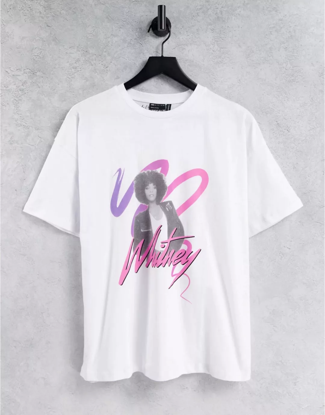 ASOS DESIGN – Oversize-T-Shirt in Weiß mit „Whitney“-Print günstig online kaufen