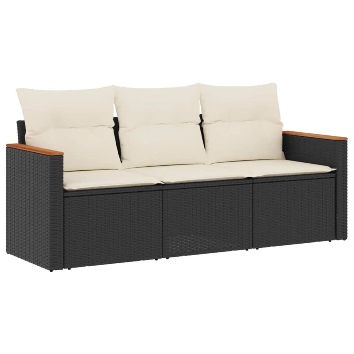 vidaXL 3-Tlg Garten-Sofagarnitur mit Kissen Schwarz Poly Rattan 3258157 günstig online kaufen