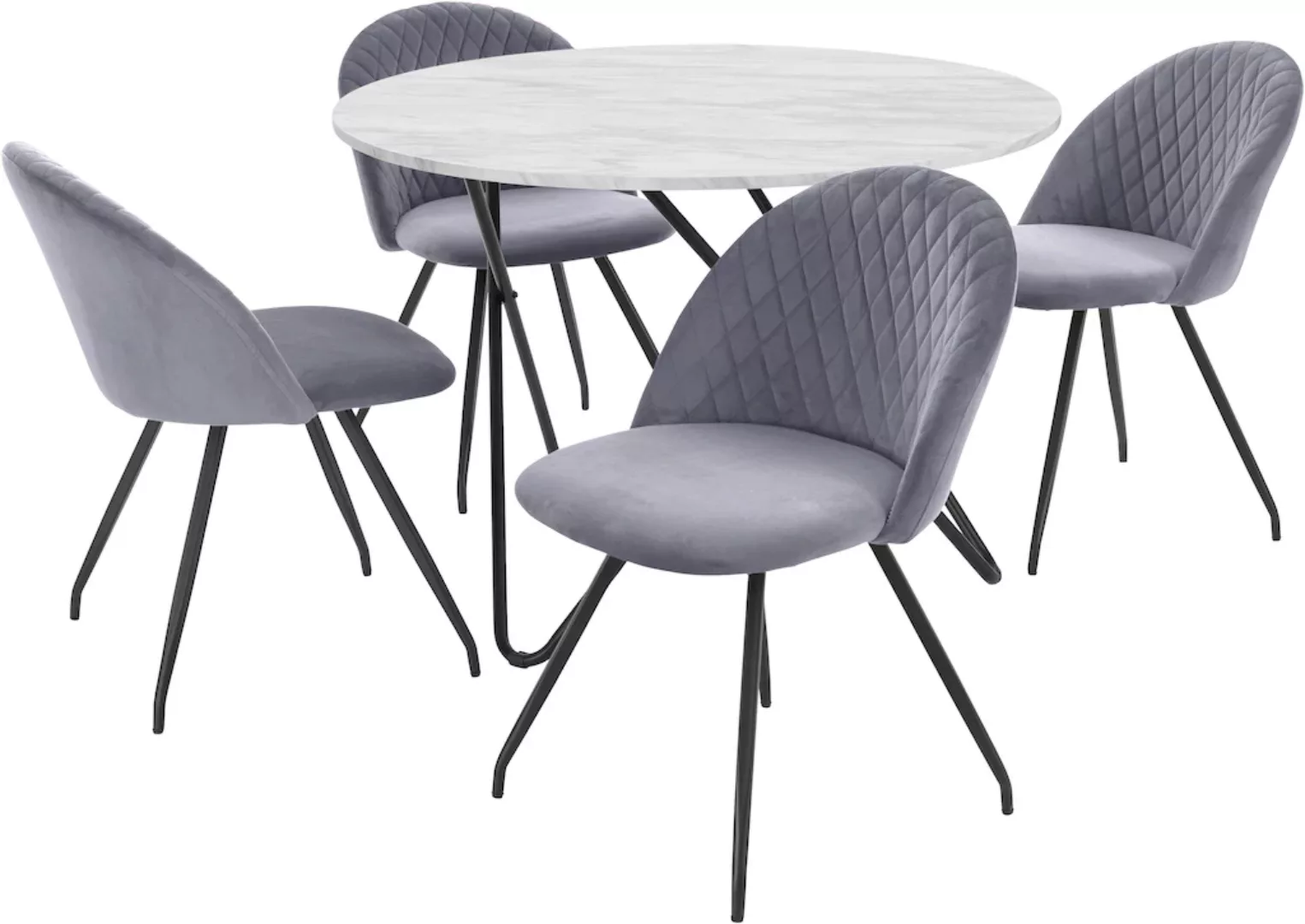 INOSIGN Essgruppe "Emmajonas", (Set, 5 tlg.), moderner runder Tisch in Marm günstig online kaufen