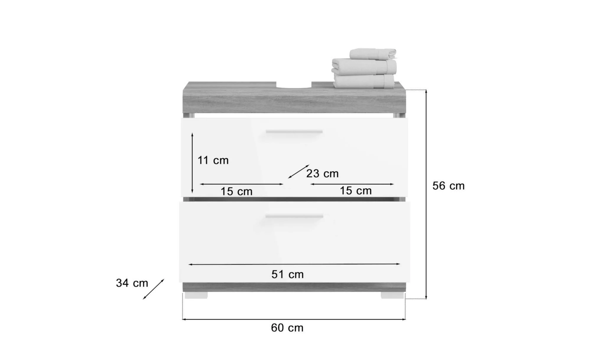 xonox.home Waschbeckenunterschrank 60 x 56 x 34 cm (B/H/T) günstig online kaufen