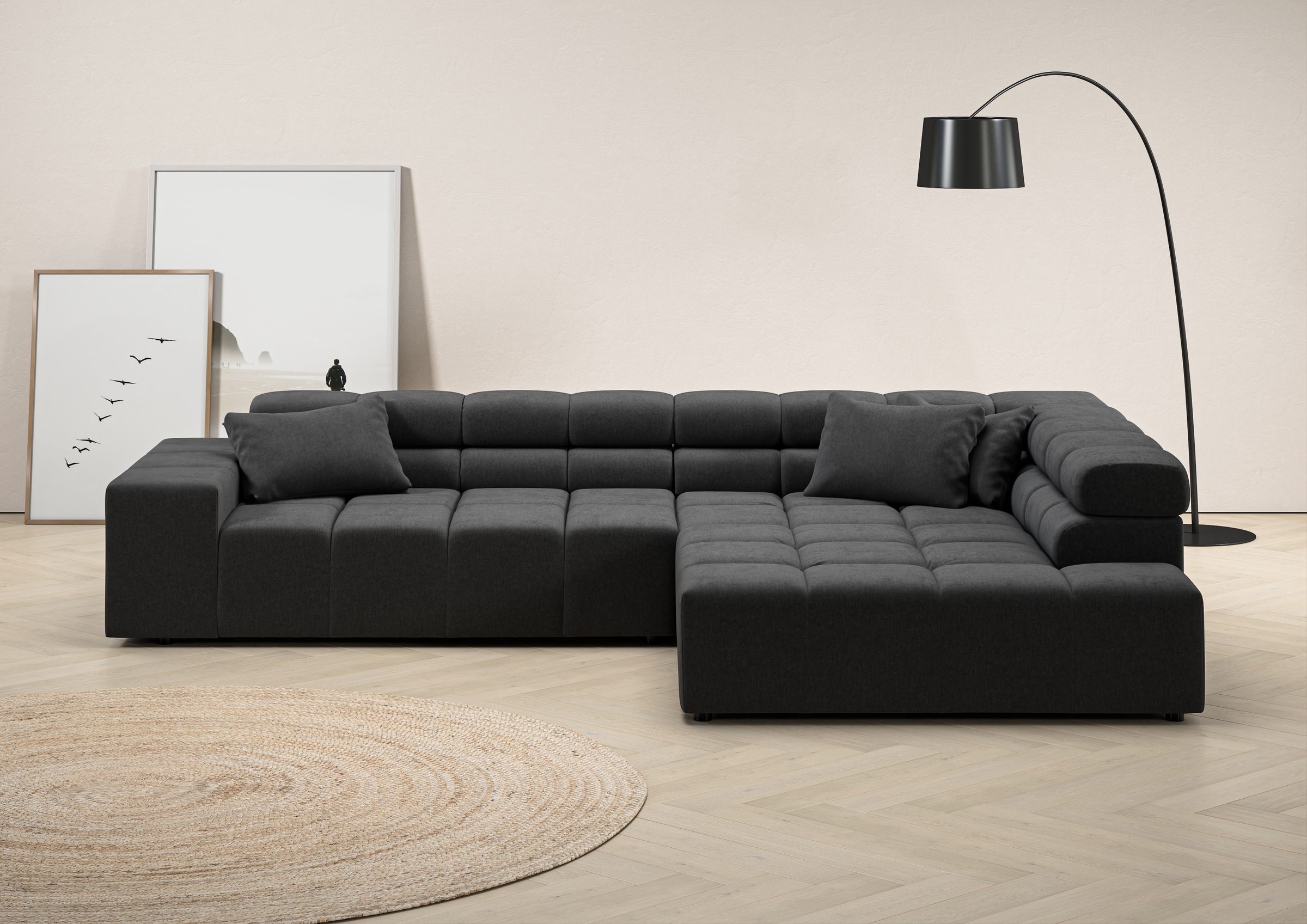 INOSIGN Ecksofa Ancona incl. Kopfteilverstellung, Zierkissen Breite 319cm, günstig online kaufen