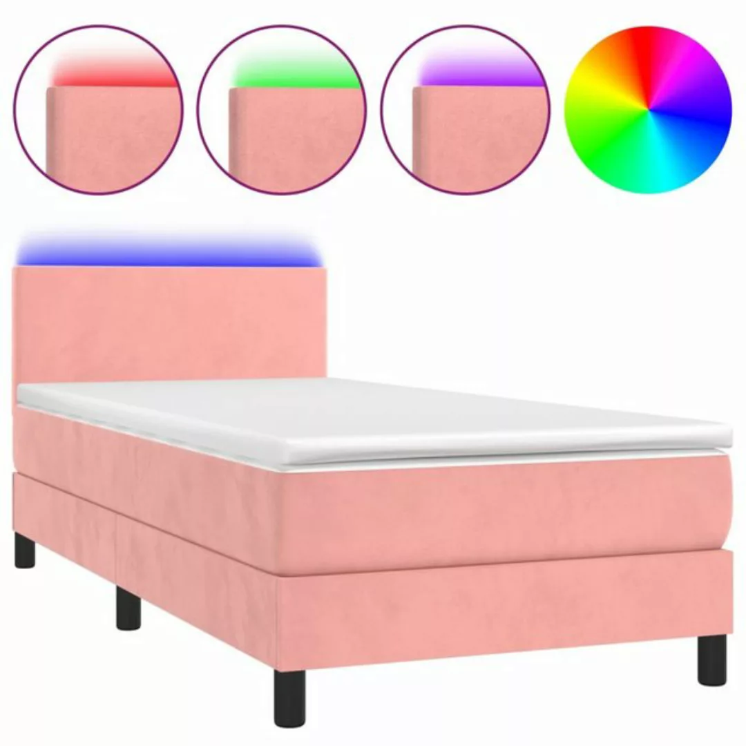 vidaXL Boxspringbett Bett Boxspringbett mit Matratze & LED Samt (90 x 200 c günstig online kaufen