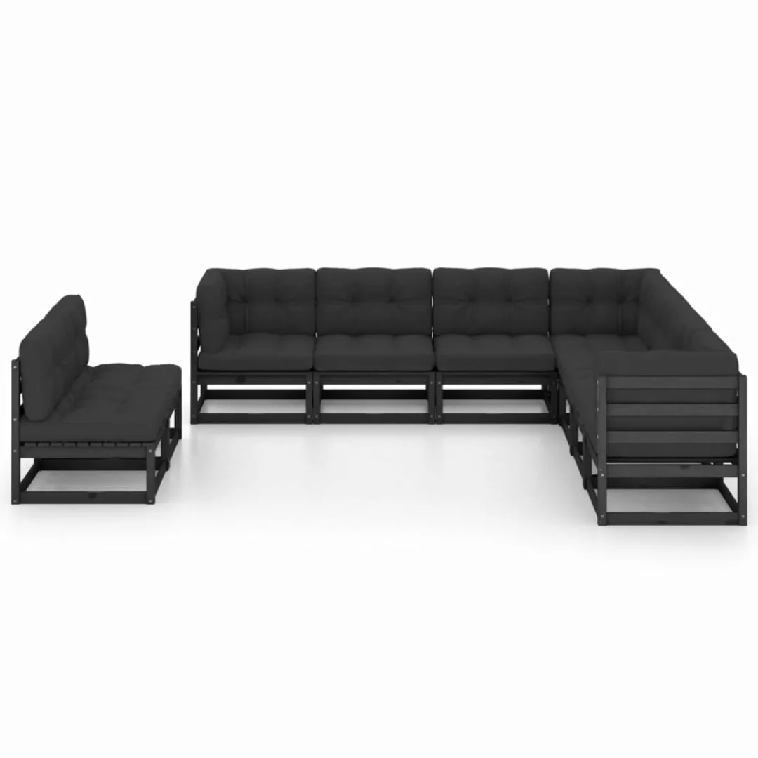 9-tlg. Garten-lounge-set Mit Kissen Schwarz Massivholz Kiefer günstig online kaufen