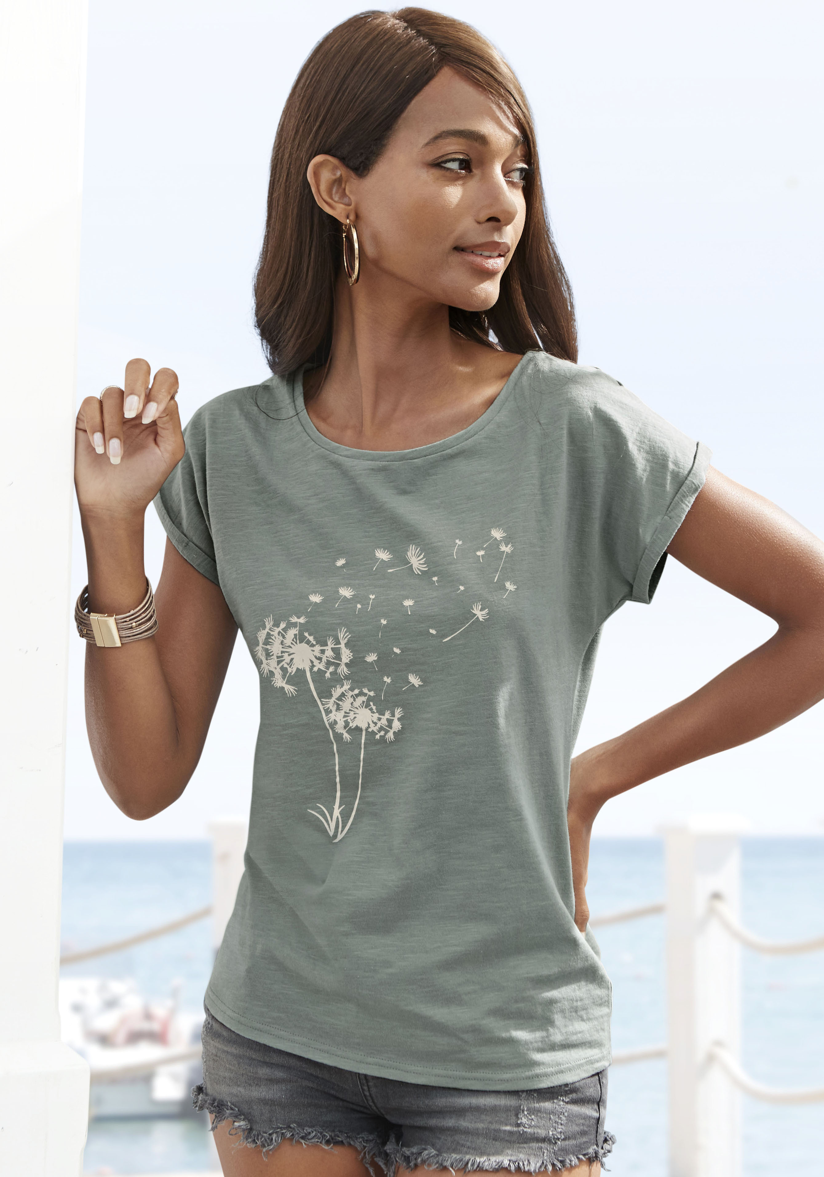 Vivance T-Shirt, (1 tlg.), mit Frontdruck "Pusteblume" günstig online kaufen