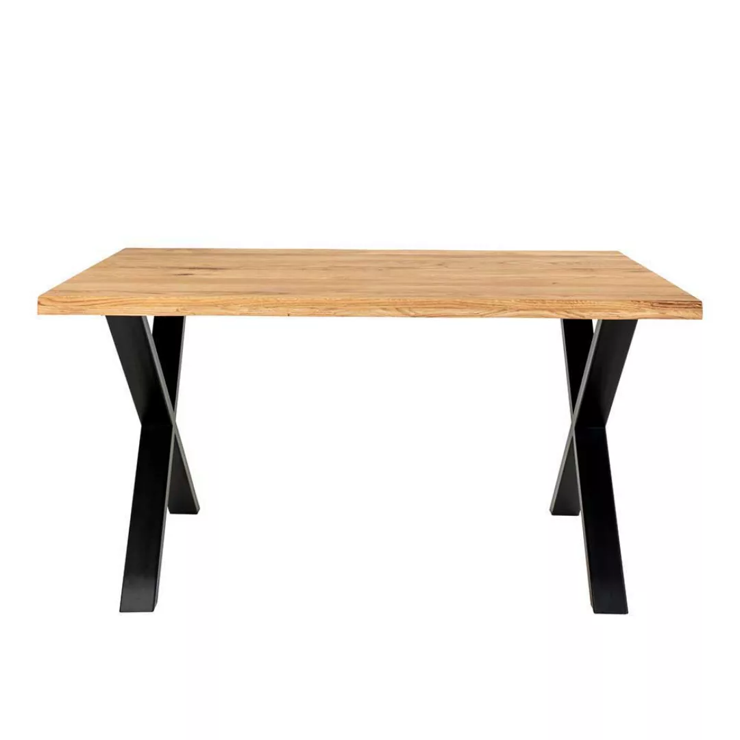 Essplatzgruppe 4 Stühle Samt Bezug Grau Tisch Eiche & Stahl (fünfteilig) günstig online kaufen