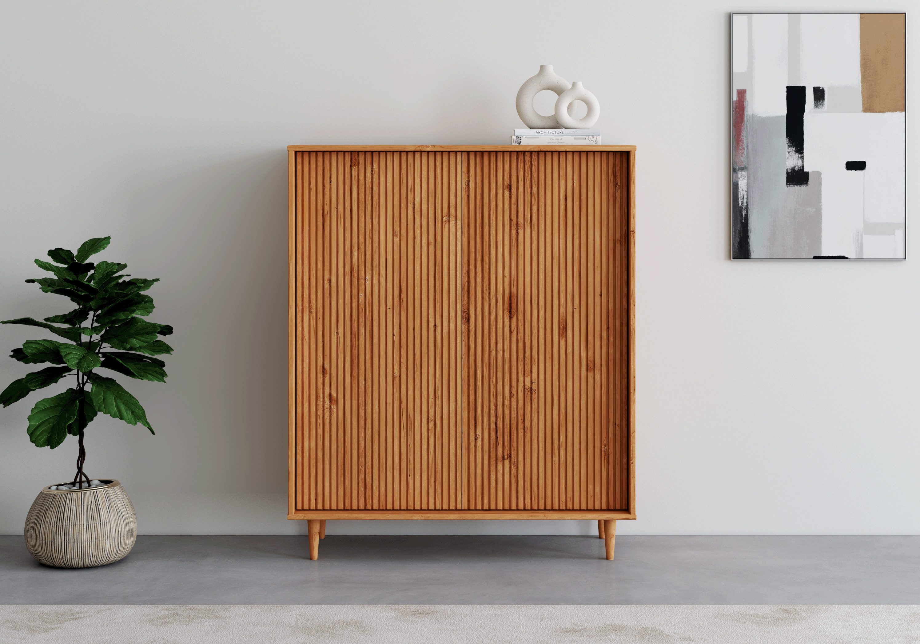 INOSIGN Highboard "Malmedy Front mit gefrästen Rillen", Kommode Midischrank günstig online kaufen