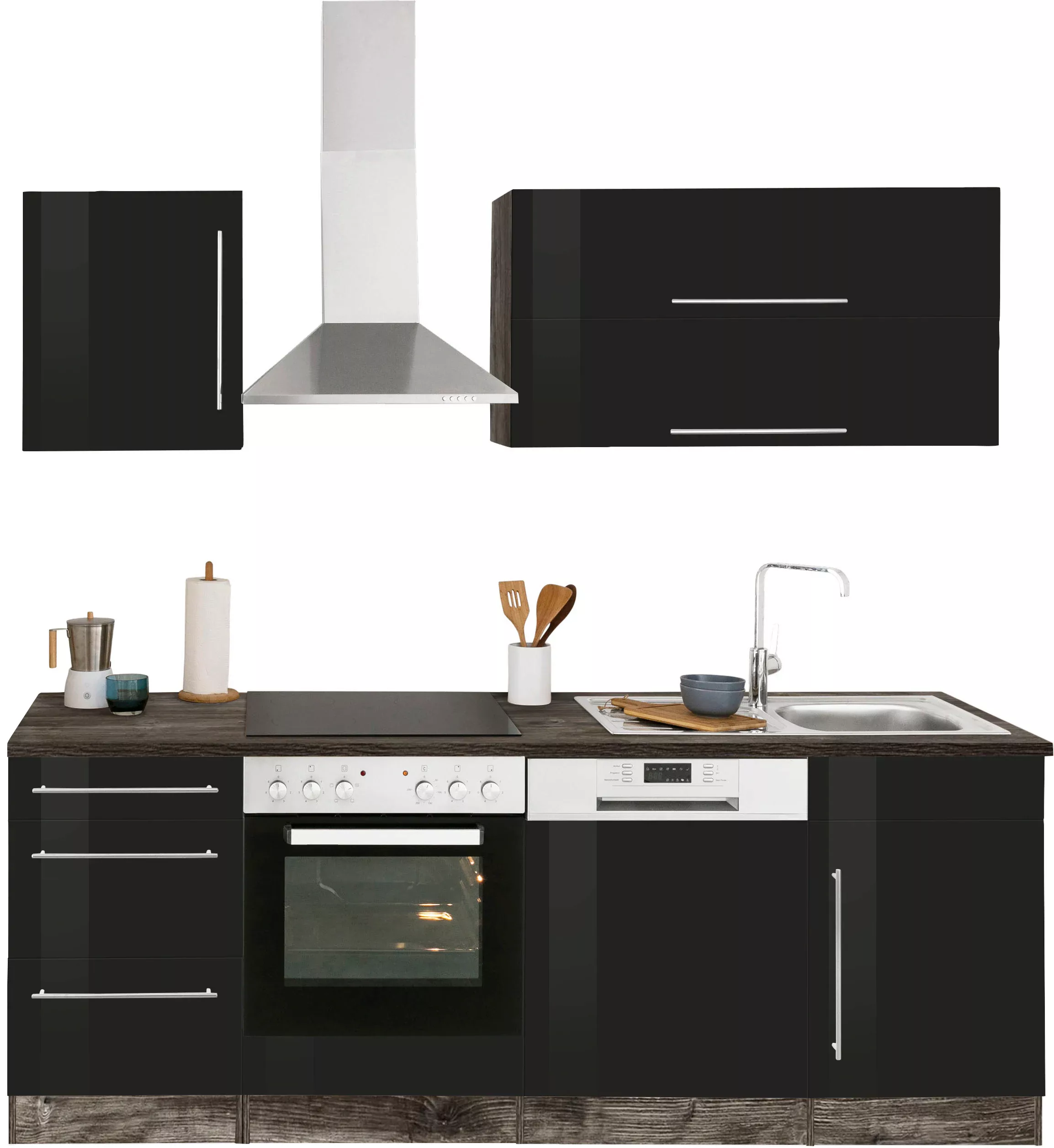 Kochstation Küchenzeile "KS-Samos", mit E-Geräten, Breite 220 cm günstig online kaufen