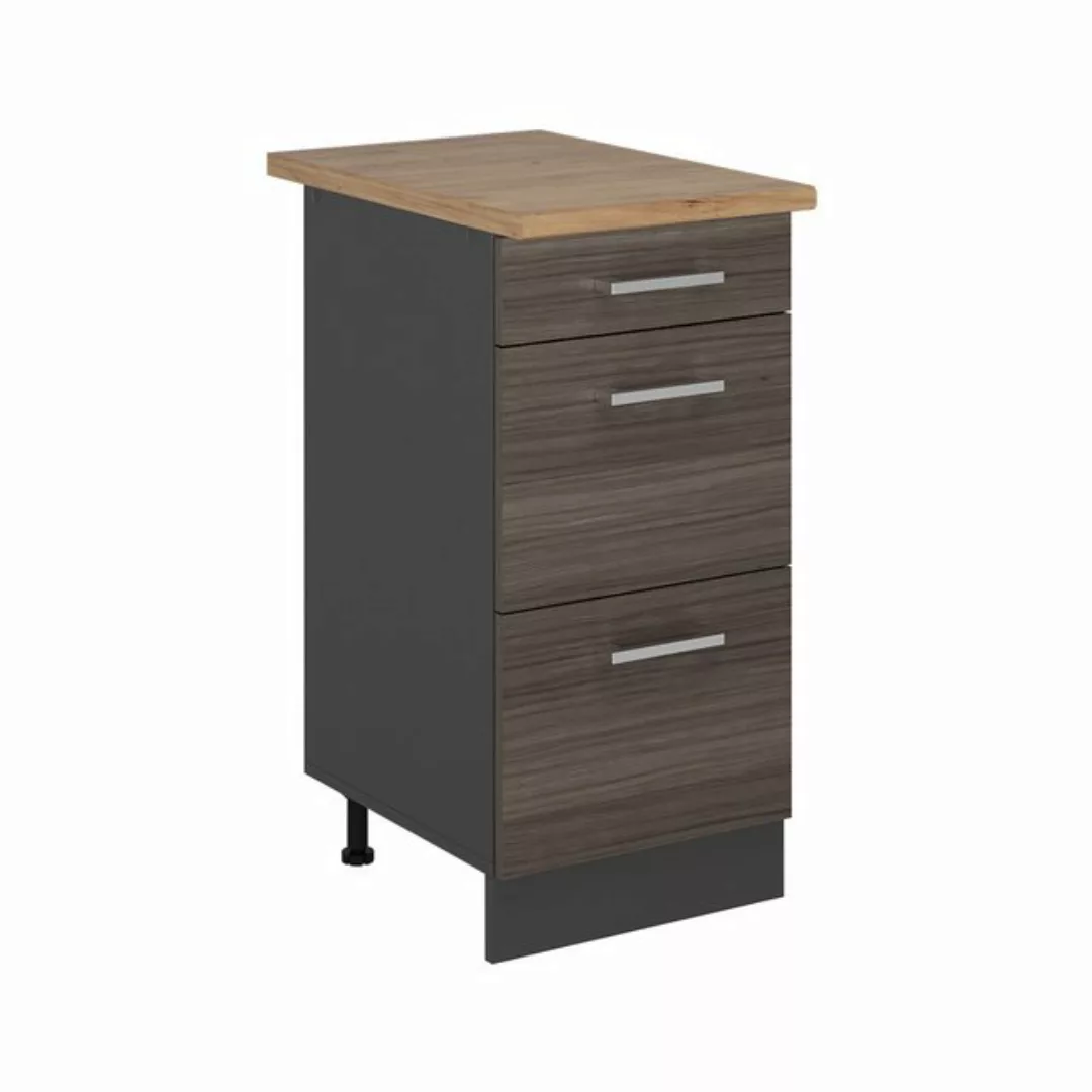 Vicco Unterschrank R-Line, Edelgrau/Anthrazit, 40 cm mit Schubladen, AP Eic günstig online kaufen