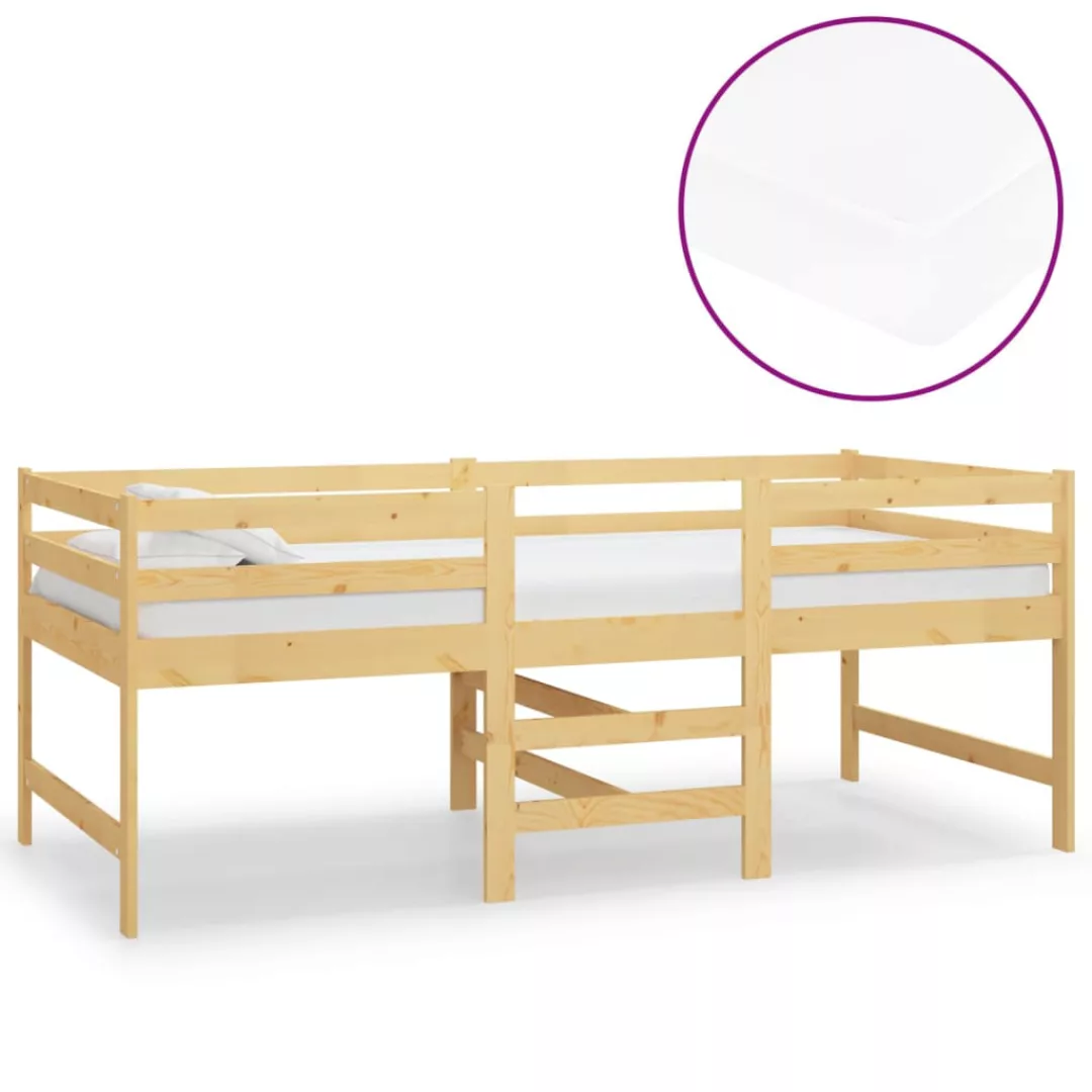 Mittelhohes Bett Mit Matratze 90x200 Cm Massivholz Kiefer günstig online kaufen