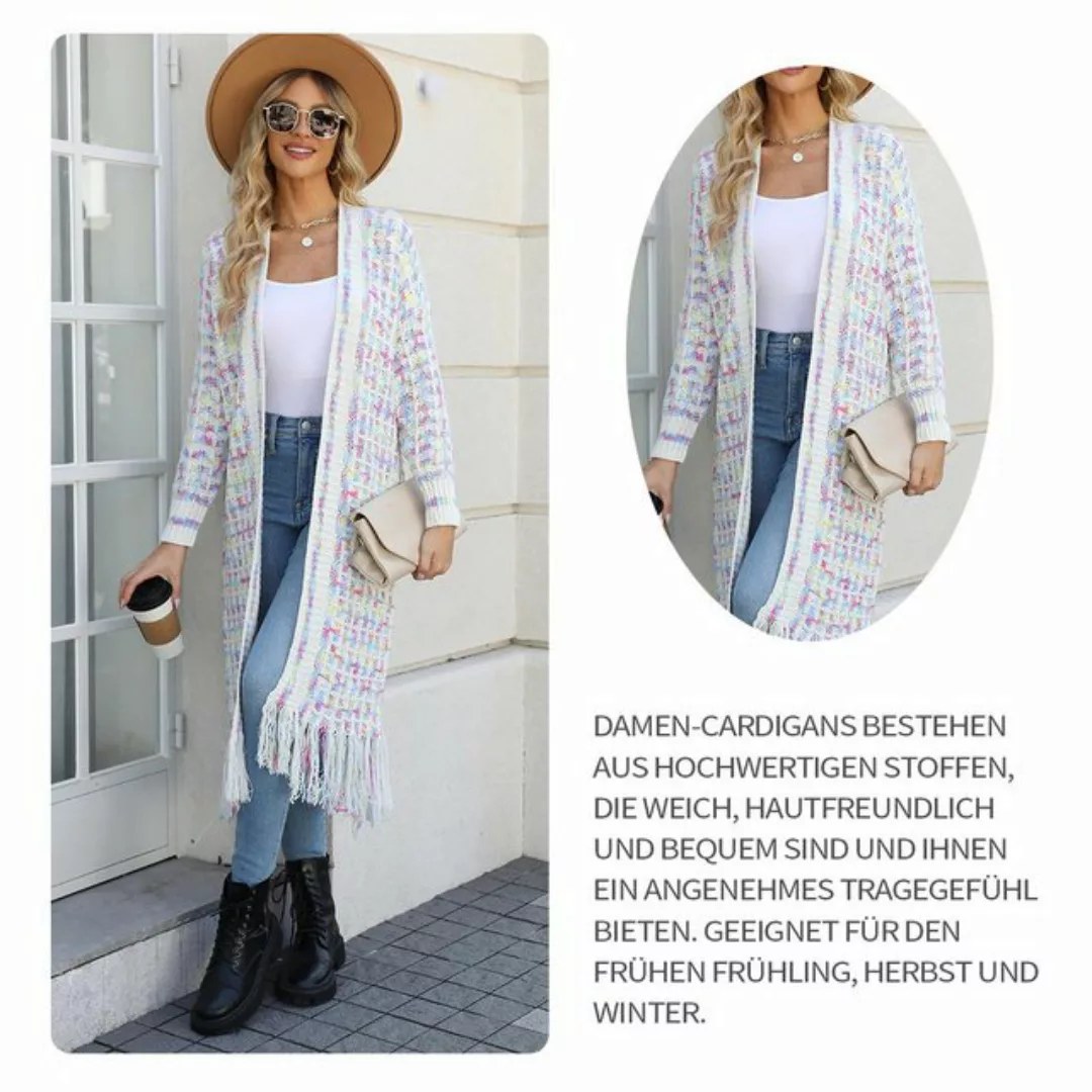 Zoclack Strickjacke Strickjacke Lang Geschnitten Boho-Cardigan für Damen Qu günstig online kaufen