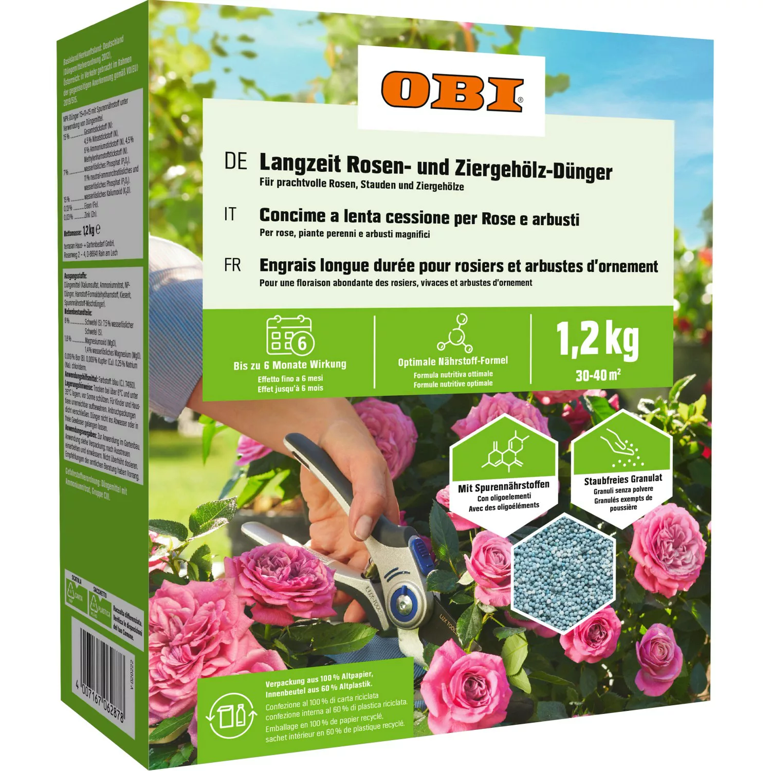 GROW by OBI Langzeit Rosen- und Ziergehölz-Dünger, 1,2 kg günstig online kaufen