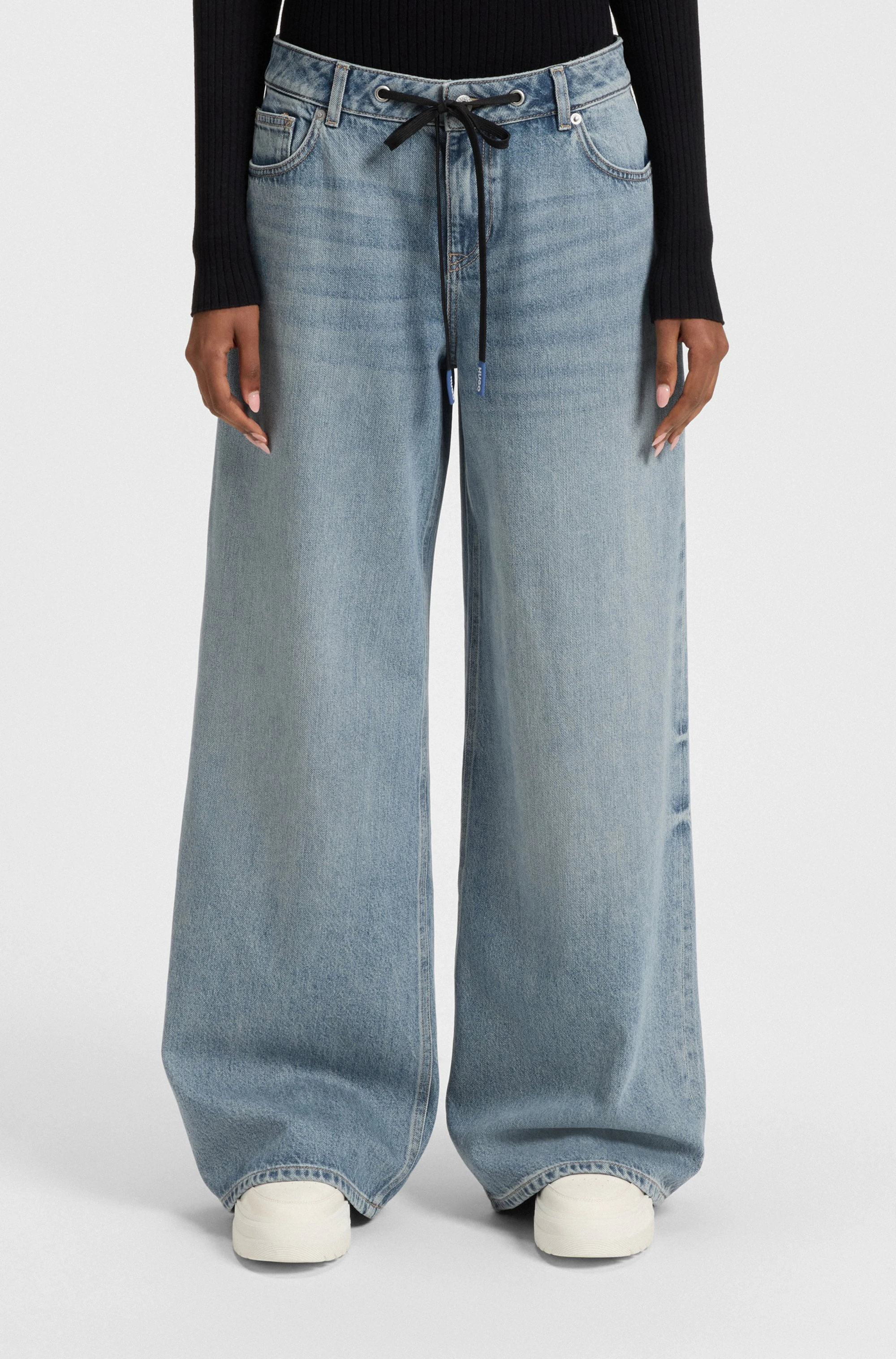 HUGO Blue Weite Jeans "Gobana", mit Kordelzug zum Binden günstig online kaufen