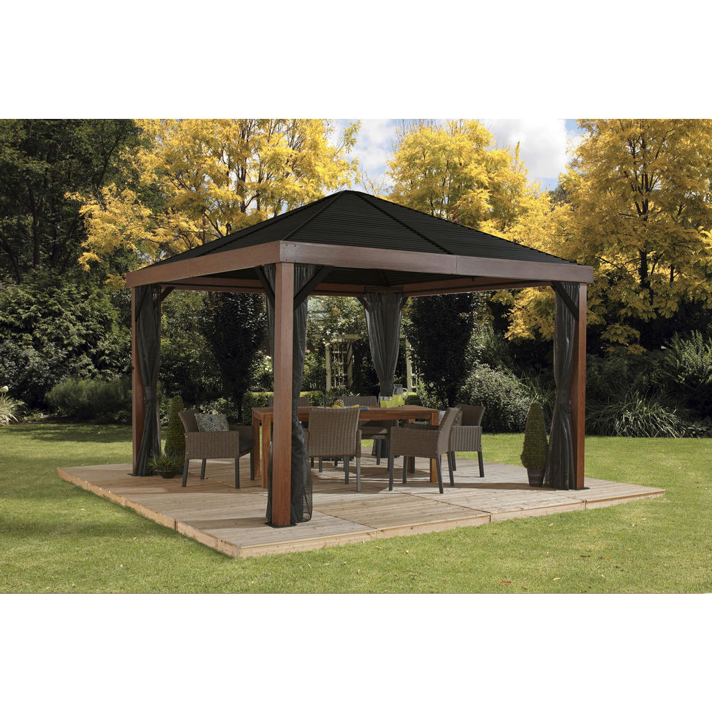 Sojag Pavillon Valencia braun Aluminium B/H/T: ca. 363x310x363 cm günstig online kaufen