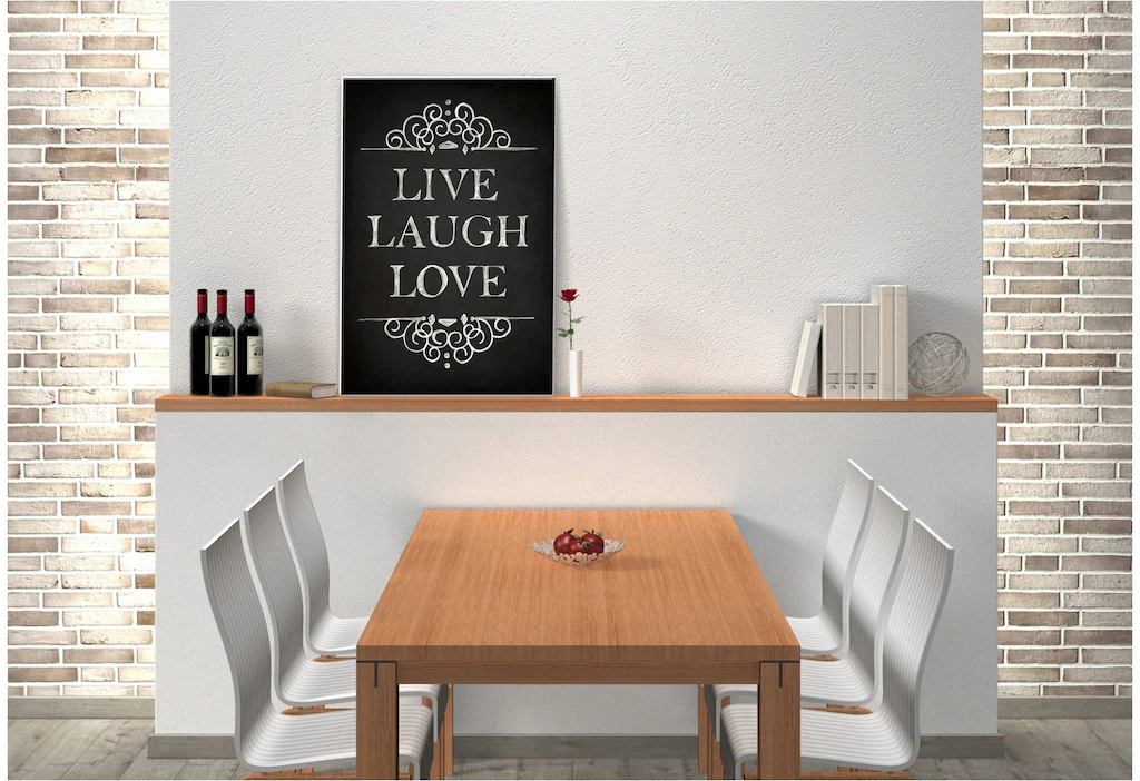 Wall-Art Wandbild »Live Laugh Love«, Hartschaum Wandschild Spruch günstig online kaufen