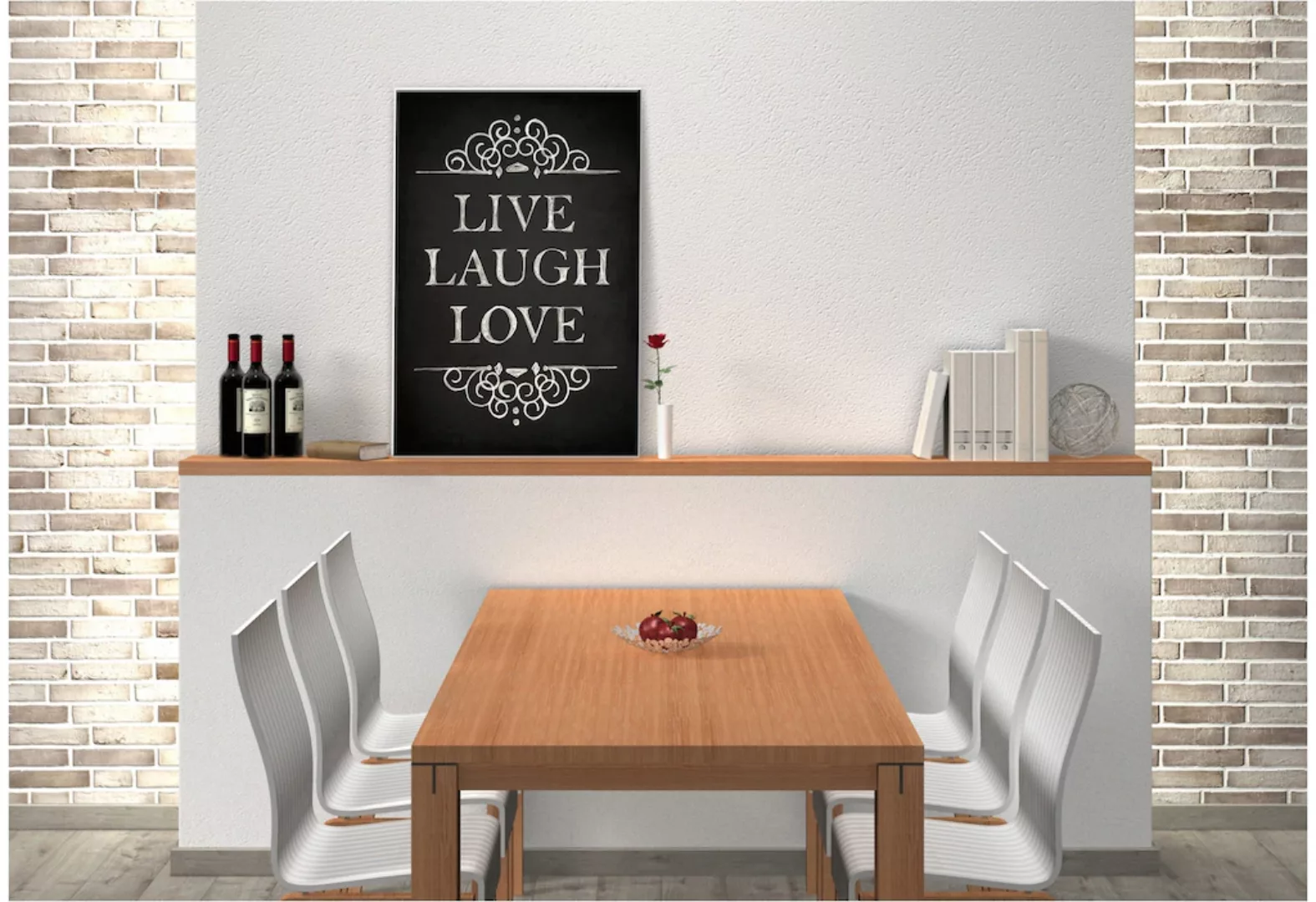 Wall-Art Wandbild "Live Laugh Love", Hartschaum Wandschild Spruch günstig online kaufen