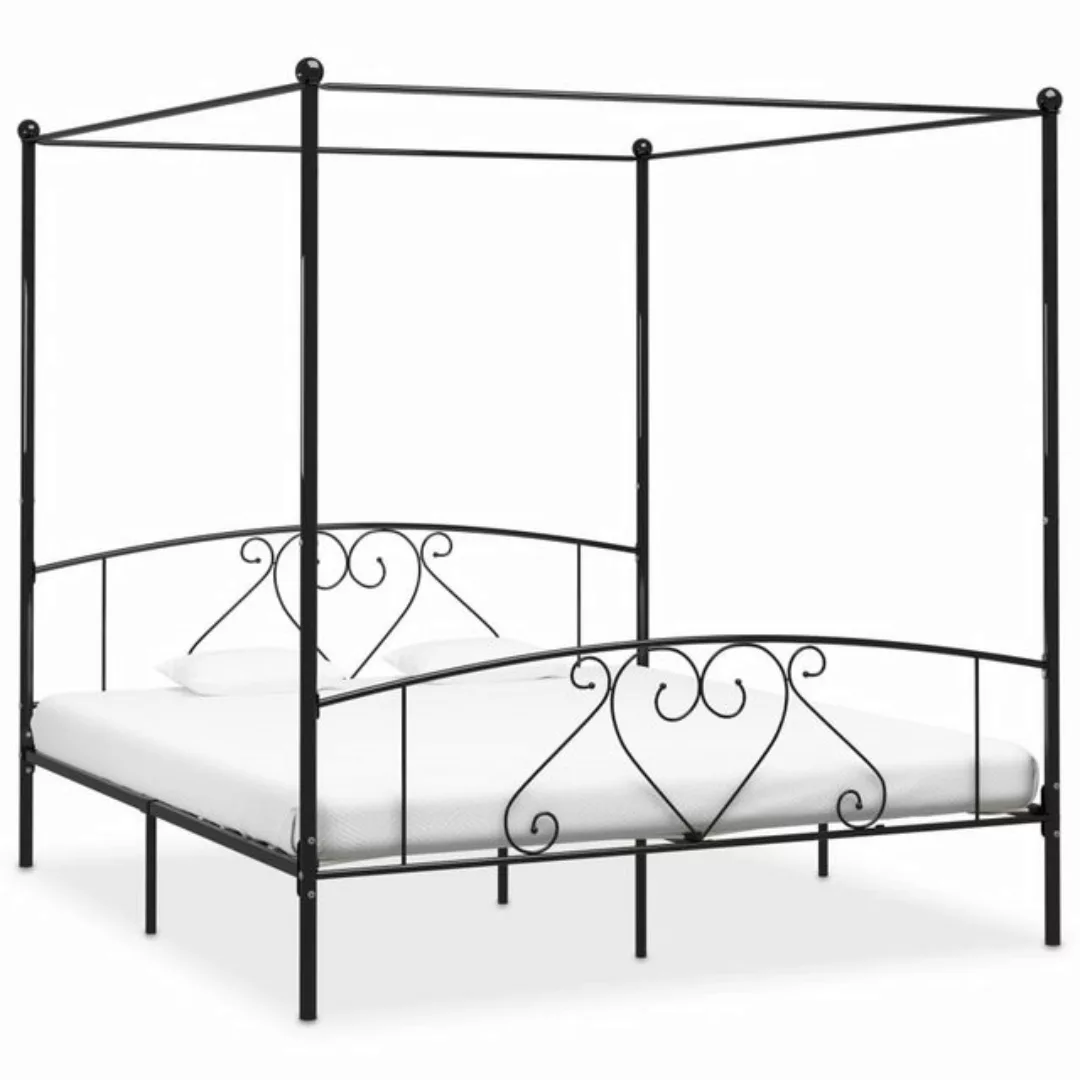 furnicato Bettgestell Himmelbett-Gestell Schwarz Metall 200 x 200 cm (1-tlg günstig online kaufen