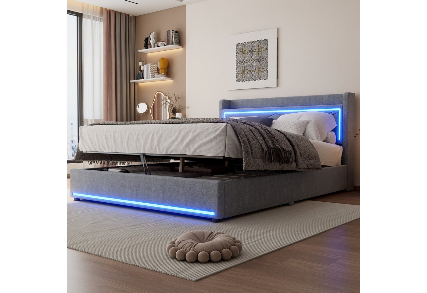 LIFEISLE Polsterbett Ambientelicht am Ende des Bettes, App verstellbar, USB günstig online kaufen