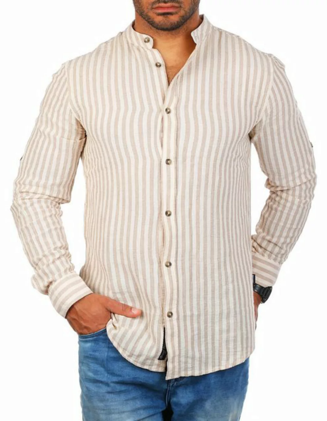 CARISMA Langarmhemd Herren Hemd trendig luftig grob gewebt retro Look 8607 günstig online kaufen
